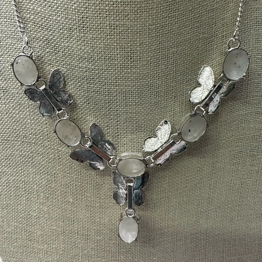 0116 Rainbow Moonstone Ethnic Handmade Necklace Silver Gemstone Jewelry - Picture 8 of 11